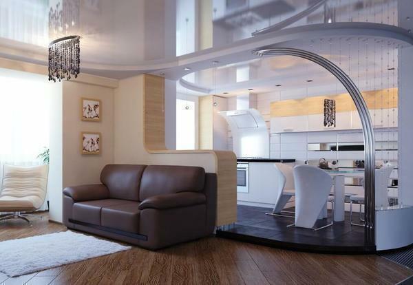 Untuk lengkungan cocok dengan sempurna ke dalam interior, itu harus dikombinasikan dengan desain dapur