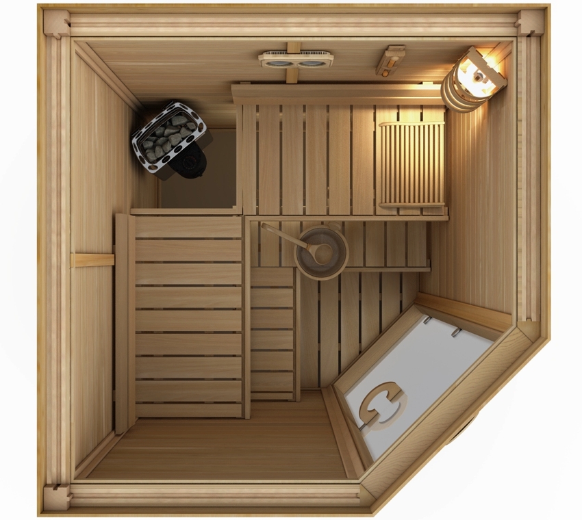 Proyek sauna sudut kecil untuk pemasangan di apartemen