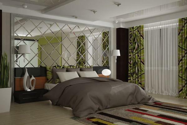 Use of mirrors in a small bedroom will visually increase the area of ​​the room