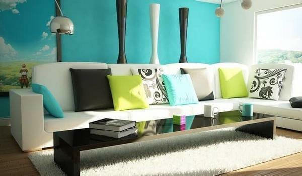 The turquoise color of the wallpaper is visually very pleasing - it creates a feeling of lightness and freshness