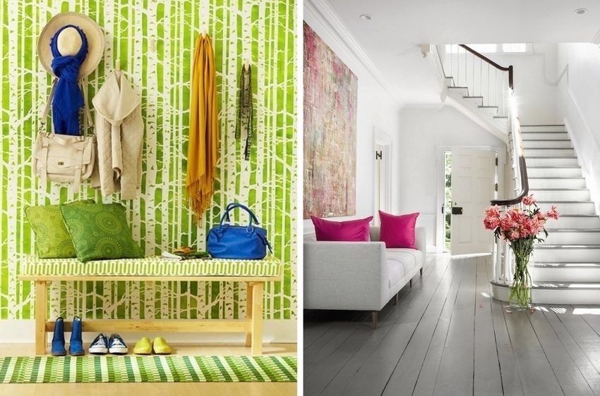 Bright colors in the design of the hall will be pleasing to the eye and improve mood
