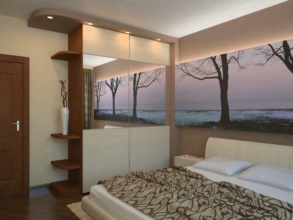 Zonējums telpa - tas ir lielisks veids, kā vizuāli paplašināt guļamistaba