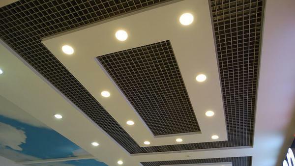 Spotlights in a false ceiling are perfect for high-quality lighting work area or recreation area