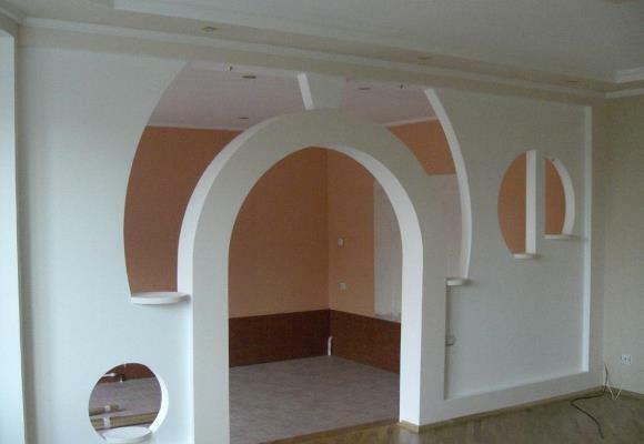 Beautiful and stylishly to divide space in a room it is possible by means of gypsum cardboard septum
