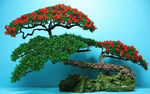 Miniature beaded trees decorate any interior or become an original gift to a loved one