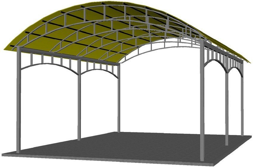 Progetto tettoia per un veicolo con un rivestimento in policarbonato