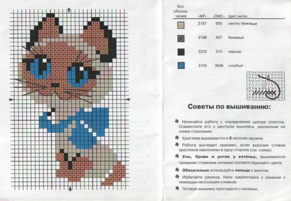Diagrams of cross-stitch kitten: kittens for free, girl with a basket, wax and BH 1426, playing download flowers