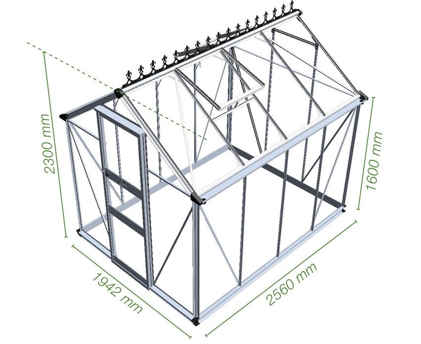 Proyek rumah kaca dengan rangka atap pelana membayangkan produksi berbentuk tabung 40h20 mm