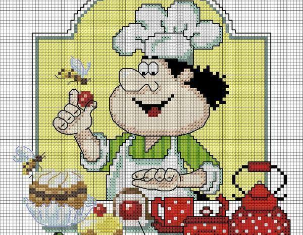 Povaryat cross-stitch schemes: free cheerful cook, download the scheme of cooks cross