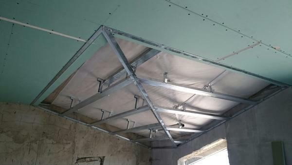 With the help of hangers with wire rods it is easy to construct sloped ceilings