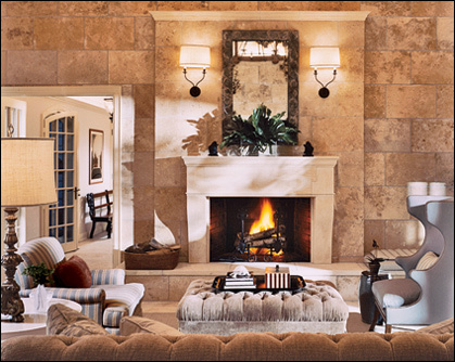 The design of the living room with fireplace