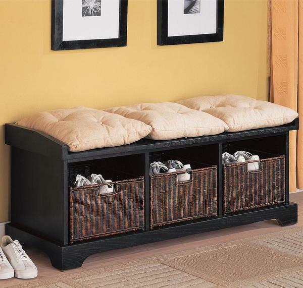 On the mini-sofa you can not only sit, but also put household items in special holes, if any