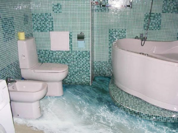 O piso tridimensional pode transformar o quarto de banho na costa de mar