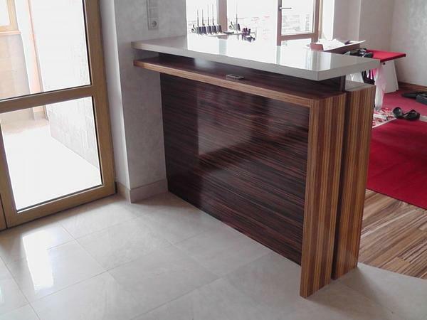 Quick and original delineate the space in the kitchen-living room can be done with gypsum cardboard bar counter