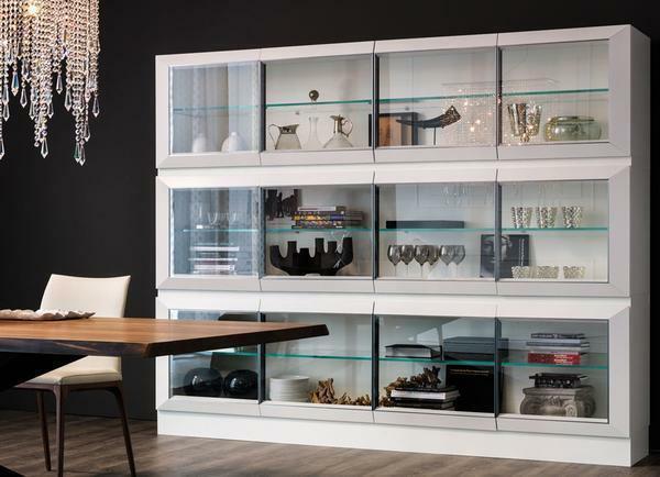Regale im Wohnzimmer: eine Ecke und Foto Möbel für Kochgeschirr Interieur mit Schrank und Wand, das Modul-Through-Design