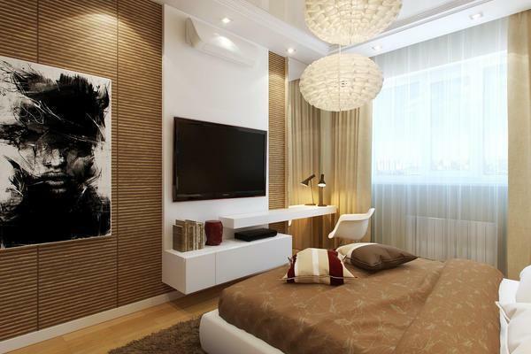 Wallpaper dengan bambu membuat interior yang menarik dan nyaman dari kamar Anda