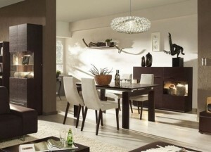 Design obývacia izba - jedáleň s kuchyňou v súkromnom dome a projekt verejné jedálne