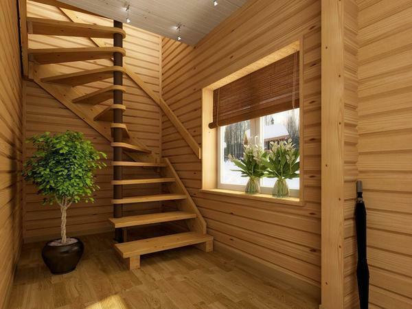 Simple and inexpensive wooden staircases for the house look very dignified