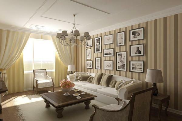 Küçük bir oturma odası, modern fikirleri Tasarım: Fotoğraf 2017 iç küçük bir dairede, şık mobilya