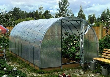 The reinforced greenhouse made of polycarbonate costs a little more than the usual