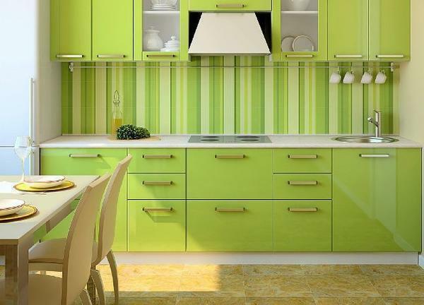 A small kitchen can be visually expanded with the help of original wallpaper