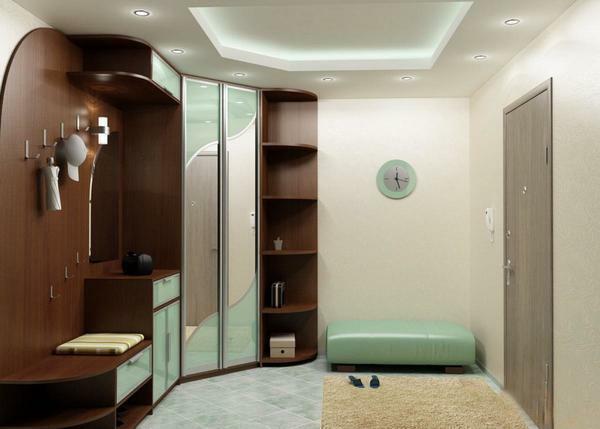 mobiliário modular no corredor não é apenas capaz de acomodar todas as coisas, mas você deve deixar um espaço