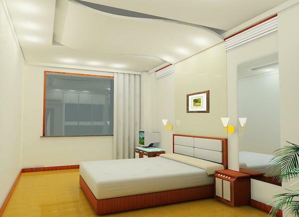 tonalità chiare a soffitto nella camera da letto dà una sensazione di pace e tranquillità