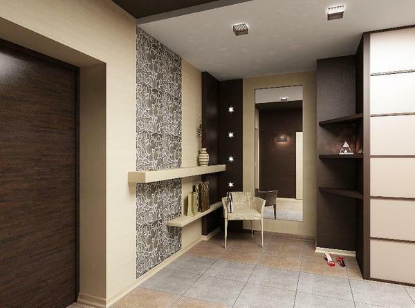 Tapety na chodbě a koridoru foto: v interiéru bytu, kapaliny, stěny, opravit málo Chruščov úzký