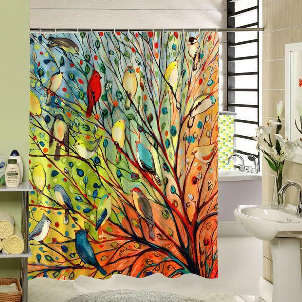 Stylish and brightly decorated interior of the original colorful decorated curtain