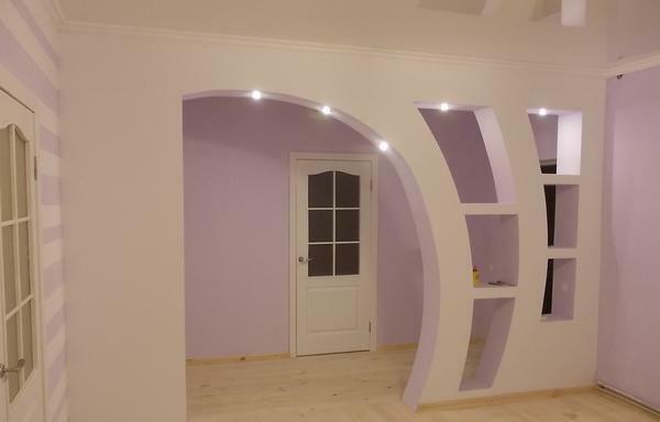 Gypsum cardboard arch can be of any shape and size, which should be selected taking into account the features of the room