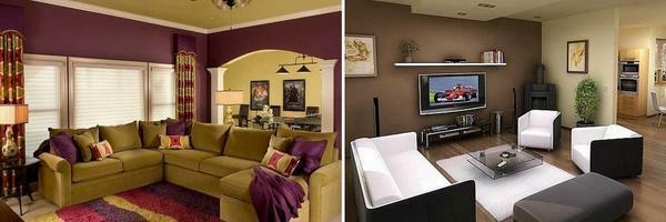 Pour votre salon est devenu un confortable et douillet, vous devez réfléchir à la combinaison harmonieuse des couleurs des murs, le plancher et les meubles
