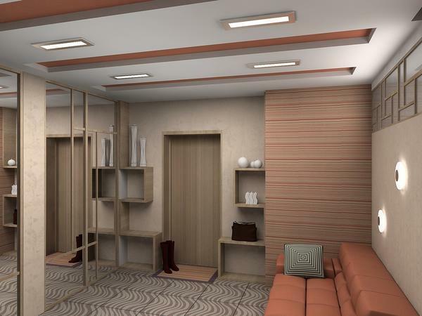 Korrekt valgte design af loftet er i stand til at give korridoren et sofistikeret look