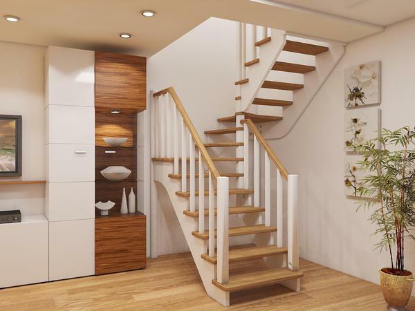 Popular and beautiful are stylish wooden staircases made of pine