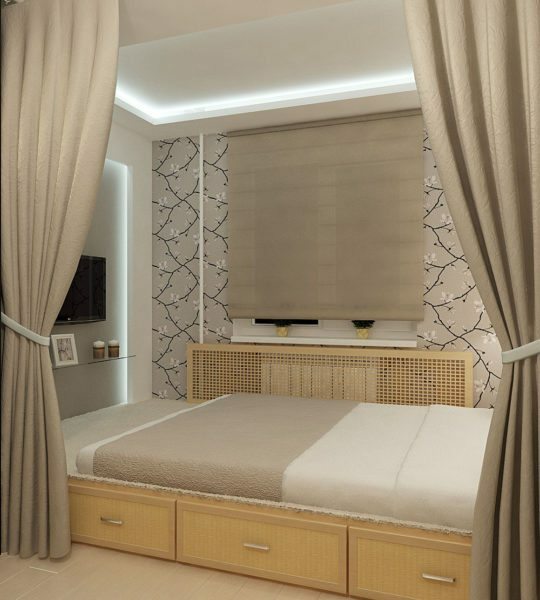Bedroom interior with an oriental twist.