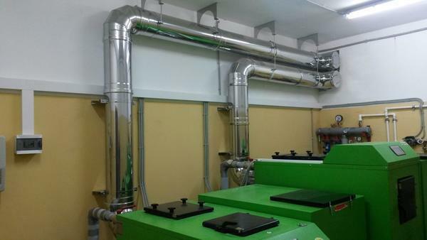 Pellet installation: heating boiler piping, chimney diagram, installation, connection and setup, pellet master