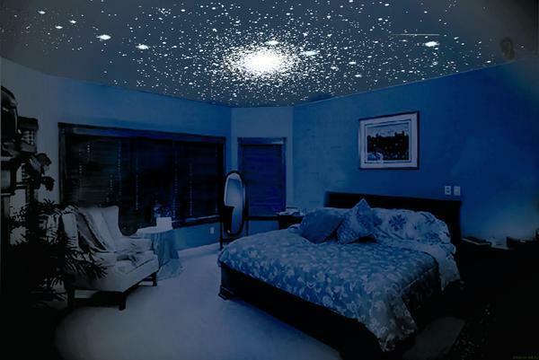 Bir gerilim tavana gece gökyüzü etkisi yaratmak için, fosfor mürekkepleri kullanabilirsiniz