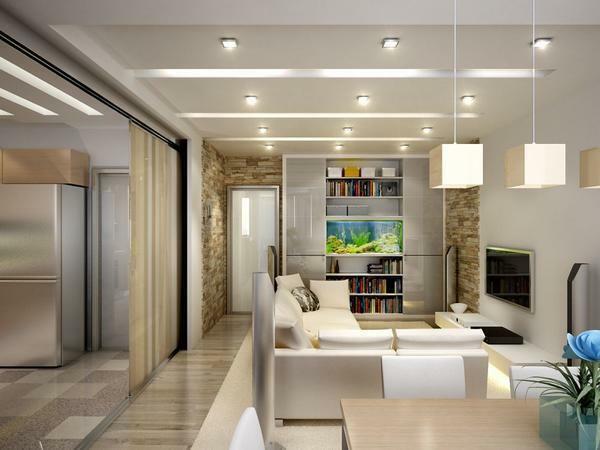 Dalam rangka untuk menggambarkan ruang di dalam ruangan, Anda bisa menggunakan pencahayaan, hiasan dinding yang berbeda atau furniture