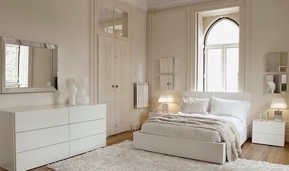 Bedroom in white is not only beautiful, but also cozy, and stylish