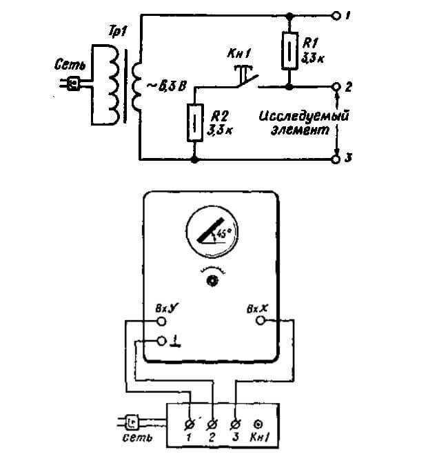 Schematic of the attachment for testing with an oscilloscope